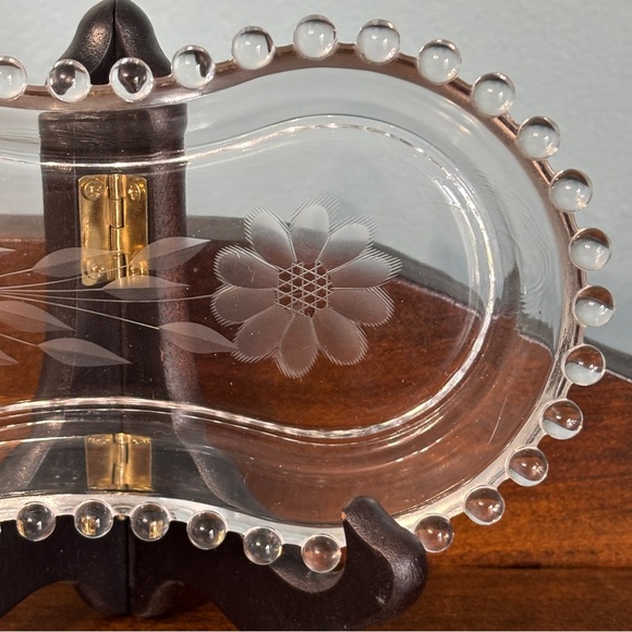 Vintage Cornflower Cut Candlewick Glass Tray - Picture 6 of 12
